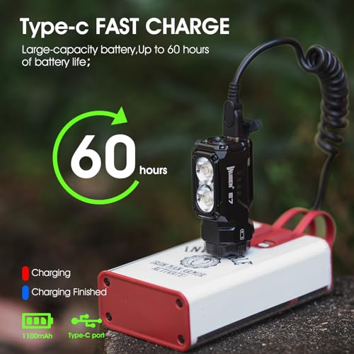 WUBEN E7 EDC Flashlight, 1800 Rechargeable Lumens Mini Flashlight, Super Bright Small Flashlight, 6 Modes IP68 Built-in Waterproof Handheld Flash Light for Emergencies Camping Hiking - color: Medium White