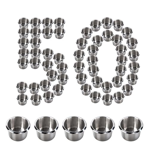 GSE Games & Sports Expert Stainless Steel Cup Holder, Drop-in Cup Holder for Casino Poker Tables, Work Desks, Boats, RVs, Cars & Trucks - color: Small, size: 50-Pack
