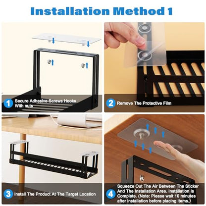 PAVSTINE Under Desk Cable Management Tray, 17 in Metal Cable Tray Basket | For Wire Management, Power Strip Holder, Cord Organizer, Wire Tamer for Home/Office Desk Cable Hider Black - size: 17 inch Cable Tray×1 Pack