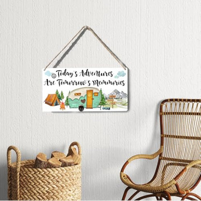 Xiolcxdr Camper Decor for Inside Wall Art Sign Christmas Birthday Camping Gifts for Women Men Friend Family Farmhouse Garage RV Home Decor Camper Accessories With Rope 6 x 12 Inch