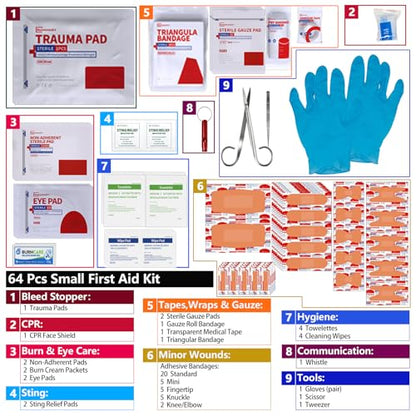 Portable Mini First Aid Kit Compact Medical Kits with Compartments, Waterproof Small EVA Case for Car, Home, Outdoors, Sports, Camping, Hiking and Office - size: Mini