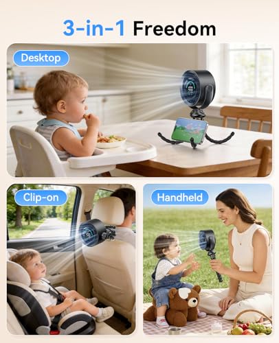 KIMMOO Portable Baby Stroller Fan, 360° Adjustable Quiet Rechargeable USB Fan with LED Display, 100 Speeds Safe Clip Fan for Stroller, Powerful Cooling Fan for Golf Car Seat Treadmill Travel, Black - color: Black