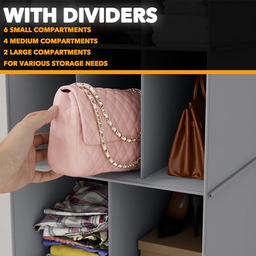 SpaceAid 2 Pack Hanging Closet Organizer and Storage with Dividers, 24 Compartments Hanging Shoe Shelves for Closet, Wardrobe, RV, Garment Rack - Grey - color: Grey