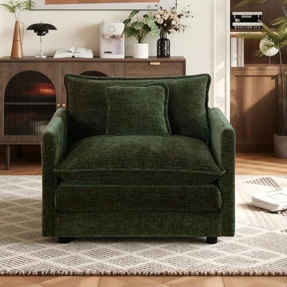 SoarFlash Chenille Single Seat Sofa, with Armests, Green - color: Green, size: 1 Single Seat
