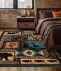 YIHOUSE Rustic Cabin Area Rug 4x6,Machine Washable Lodge Bear Rug,Non-Slip Low Pile Print Pattern Western Rug for Living Room Bedroom - color: Brown, size: 4'x6' (Rectangular)