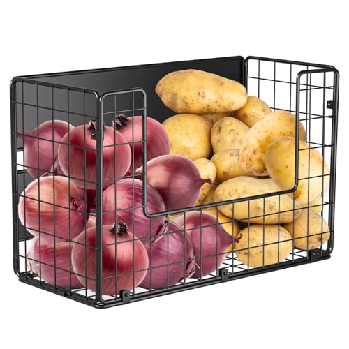 Magnetic Shelf for Fridge , Fruit Potato & Onion Storage Bins, Pantry Organizers & Storage, Large Container Magnetic Basket for Refrigerator, Kitchen Counter, Cabinet, Magnetic Fridge Organizer - color: Black, size: 1