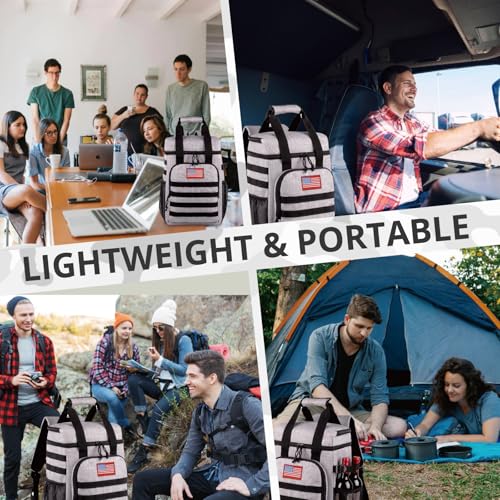 Tactical Backpack Cooler,Lunch Backpack for Men Adults Work with Handle，Soft Cooler Backpack Insulated Waterproof Leak Proof - color: Grey