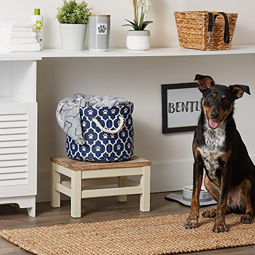 Bone Dry Pet Storage Collection Lattice Paw Print, Nautical Blue, Small Round - color: Nautical Blue, size: Small Round
