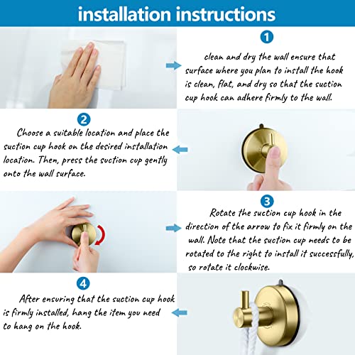 DGYB Suction Cup Hooks for Shower 2 Packs Black Towel Hooks for Bathrooms Wall Robe Loofah Hook for Hanging (New-Gold 2Pcs) - color: New-Gold 2Pcs