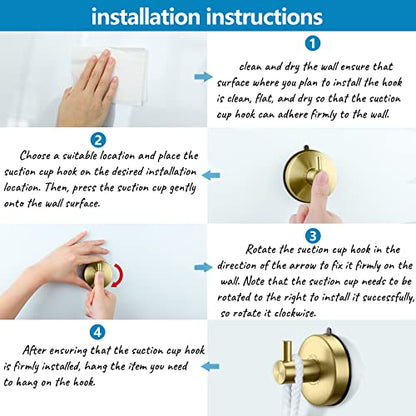 DGYB Suction Cup Hooks for Shower 2 Packs Black Towel Hooks for Bathrooms Wall Robe Loofah Hook for Hanging (New-Gold 2Pcs) - color: New-Gold 2Pcs