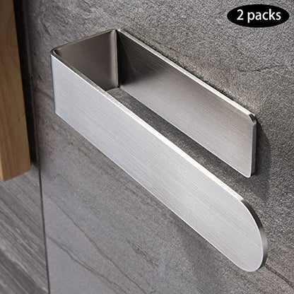 Taozun Hand Towel Holder/Towel Bar - Self Adhesive Hand Towel Rack Stainless Steel Towel Ring for Bathroom Kitchen, 2 Packs - color: Silver, size: 8-inch(2 Pack)