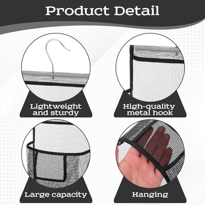 Mesh Shower Caddy Hanging, PVC Bathroom Storage Bag with Hooks for College Dorm, Gym, Swimming, RV and Travel