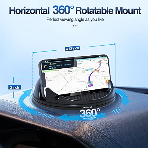 Loncaster Car Phone Holder Mount, [Horizontal 360° Rotatable] Silicone Phone Mount for Car Dashboard, Hands Free Cell Phone Holder Car Compatible with iPhone 16 15 14 13 12 Pro Max Samsung Phones - color: Black-360° Rotatable