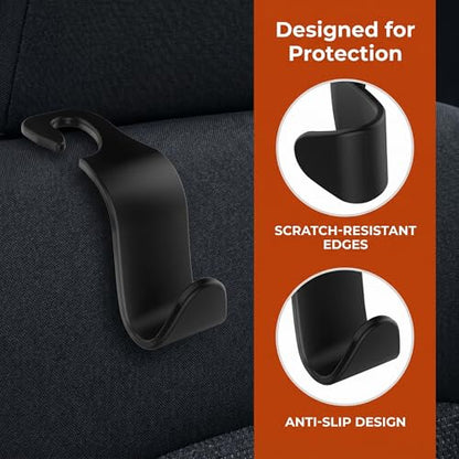 4-Pack Car Headrest Hooks Vehicle Storage Organizer for Purses Handbags Groceries Backpack Coats –Holds 44.09lbs Black - color: 4-Pack Headrest Hooks Black