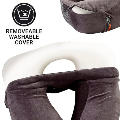 Go Travel Ultimate 3.0 Travel Pillow, Deluxe Memory Foam Neck Pillow with Magnetic Closure and Side Pocket, Ideal for Commute, Airplane, Car & Bus, Travel Essentials, Made in USA, Dark Gray