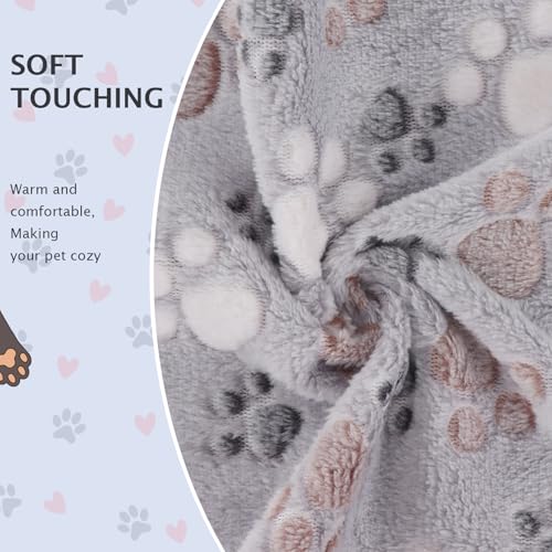 BVAGSS 6 Pack Small Dog Blanket, Super Soft Warm Pet Cover Blankets, Paw Print Puppy Fleece Flannel Blanket for Small Medium Dogs and Cats MW003 - color: Grey Paw, size: 6 Pack of 41x29.9 Inches