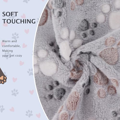 BVAGSS 6 Pack Small Dog Blanket, Super Soft Warm Pet Cover Blankets, Paw Print Puppy Fleece Flannel Blanket for Small Medium Dogs and Cats MW003 - color: Grey Paw, size: 6 Pack of 41x29.9 Inches