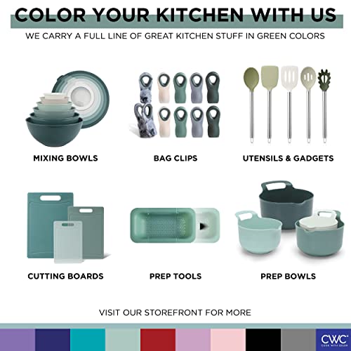 COOK WITH COLOR Mixing Bowls with Lids - 12 Piece Plastic Nesting Bowls Set includes 6 Prep Bowls and 6 Lids, Microwave Safe Mixing Bowl Set, Sage Tritan Lid - color: Sage Tritan Lid