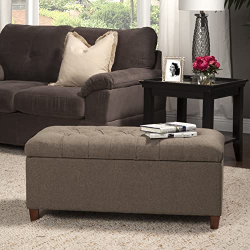 HomePop Ainsley 40" Storage Ottoman Bench - Brown - color: Brown