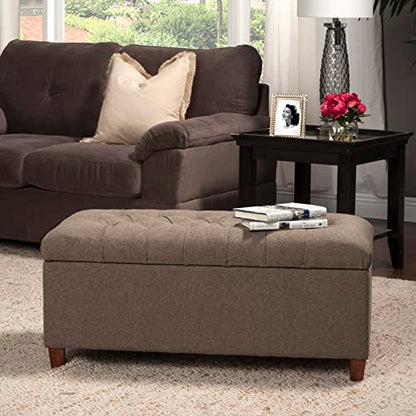 HomePop Ainsley 40" Storage Ottoman Bench - Brown - color: Brown