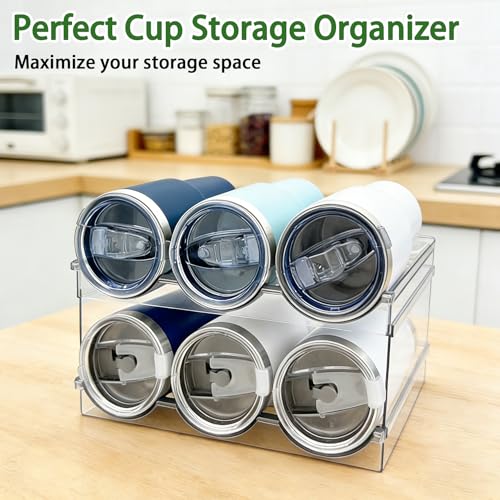 Spaclear 2 Pack Water Bottle Organizer, Stackable Kitchen Pantry Storage Shelf, Plastic Water Bottle Holder for Cabinet and Fridge Organization - size: 6 Bottles