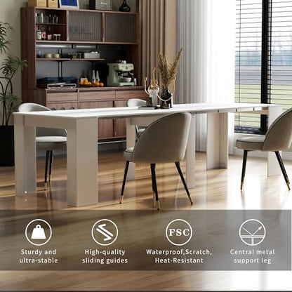 Extendable Dining Table, Transformer Console Table for 1-12 People, Space Saving Dining Room Table for Homes, Apartments, White - color: A3 White