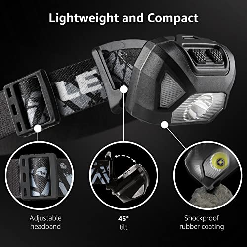 Lepro HeadLamp, 2 Pack Super Bright LED Head lamp with 6 Lighting Modes, Waterproof, Battery Powered LED Lightweight Headlight for Cycling Running Camping for Kids Adults - color: Black-2 Pack