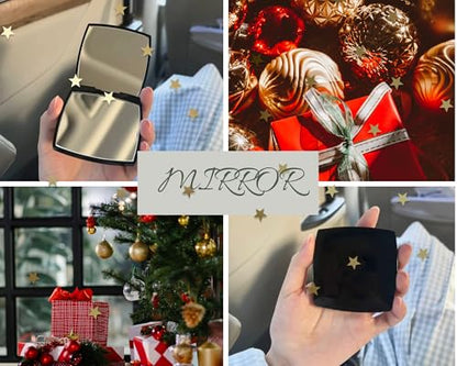 Vanity Mirror - Elegant Foldable Compact Cosmetic Mirror for Travel (Black)