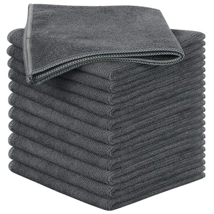SINLAND Microfiber Cleaning Cloth Super Absorbent Kitchen Dish Cloths Quick Dry No Streak Dish Rags Glass Cloths 12inchx12inch 12 Pack Grey - color: Grey