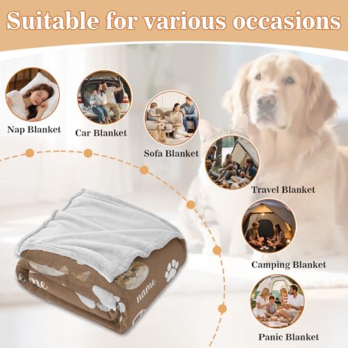 Personalized Cat Face Blanket with Paw Bones, Custom Pet Memorial Blankets, Personalized Cats Blankets with Name Face, Customized Throw Blanket Gifts for Pet Lovers Cat Dad Mom - color: Design11