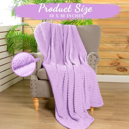 Buryeah 6 Pcs Flannel Throw Blanket Bulk 50 x 60 in Sleepover Blanket Outdoor Wedding Throw Lightweight, Oeko-tex Standard 100 Certified for Sofa Homeless Gifts (Lavender Purple) - color: Lavender Purple