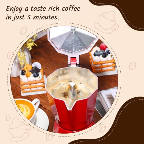 Coffee Pot 6 Cup Electric Espresso Coffee Maker Italian Moka Maker 300ml Portable Aluminum Espresso Machine Cafetera Moka Pot with Detachable Base, Gift for Home Travel(Red) - color: Red