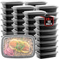 50-Pack Reusable Meal Prep Containers Microwave Safe Food Storage Containers with Lids, 28 oz - 1 Compartment Take Out Disposable Plastic Bento Lunch Box To Go, BPA Free - Dishwasher & Freezer Safe