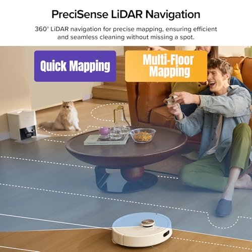roborock Q7 M5+ Robot Vacuum and Mop, Upgraded from Q5 Max+, Up to 7-9 Weeks Self-Empty, 10000Pa Suction, Dual Anti-Tangle System for Pet Hair & Carpet, PreciSense LiDAR Navigation, App Control, White - color: White