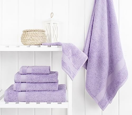 Cotton Paradise 6 Piece Towel Set, 100% Cotton Soft Absorbent Turkish Towels for Bathroom, 2 Bath Towels 2 Hand Towels 2 Washcloths, Lilac Towel Set - color: Lilac