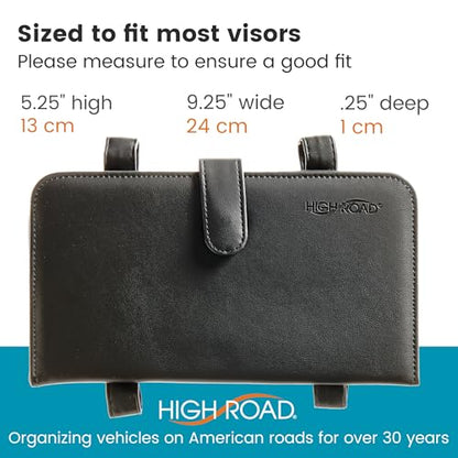 High Road Car Document Holder - Registration and Insurance Card Holder and Car Visor Organizer with 6 Clear Pockets and Pen Loop for Driving Documents, Cards and Paperwork