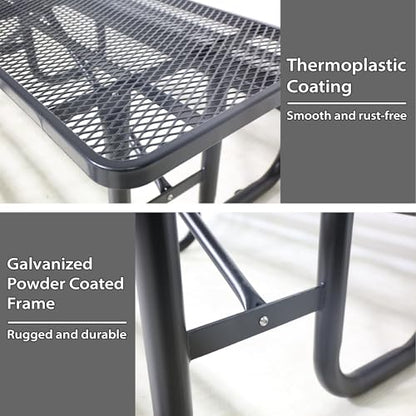 4FT Patio Picnic Table,Heavy-Duty Metal Outdoor Dining Table,Commercial Rectangular Picnic Table Set for Backyard,BBQ and Garden,Black