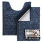 Hearth & Harbor Bathroom Rugs, Chenille Bath Mat - Machine Washable Bath Mats for Bathroom Non-Slip Backing Rubber, Quick Dry Bathroom Mat - Navy Blue 17x24-20x24 - color: Navy Blue, style: 17 x 24 + 20 x 24