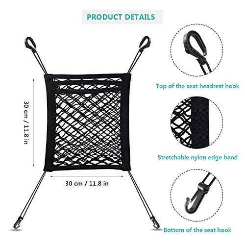 Dog Car Net Barrier 3 Layers with Auto Safety Mesh Organizer, Universal Stretchable Pet Barrier Backseat Storage Mesh Bag Dog Car Divider Net for Cars, SUVs-Drive Safely with Children and Pets - size: 11.7 in × 11.7 in