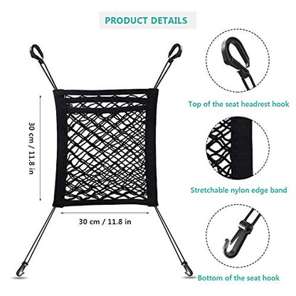Dog Car Net Barrier 3 Layers with Auto Safety Mesh Organizer, Universal Stretchable Pet Barrier Backseat Storage Mesh Bag Dog Car Divider Net for Cars, SUVs-Drive Safely with Children and Pets - size: 11.7 in × 11.7 in