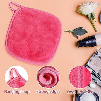 Makeup Remover Cloth, 6" x 6" Make Up Towels Reusable Face Cloth for Washing Face, 12 Pack Makeup Remover Pads Microfiber Face Washcloth with Mesh Bag, Just Water, Grey/Purple/Pink - color: MixColor-2