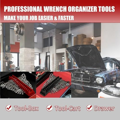 24 pcs Magnetic Modular Wrench Organizer Wrench Holder - Wrenchs Tool Organizers for Tool Drawer Storage, Wrenchs Rack with Metric SAE Labels, Tool Storage Set Holder Festival for Mechanics - style: 24 PCS