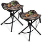 HAPPYGRILL 2-Pack Folding Hunting Stools, Lightweight Portable Chairs with Metal Frame & Carrying Strap, Outdoor Blind Chairs for Hunting Camping Fishing, Camouflage