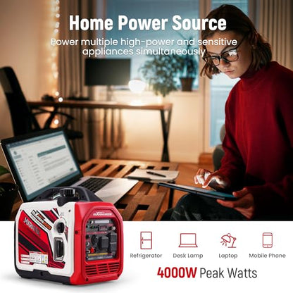 maXpeedingrods 4000 Watt Inverter Generator Portable, Bluetooth® App Remote Data Monitor, RV Ready, Gas Powered Generator with CO Alarm for Outdoor Camping, Home Backup - style: MXR4000+Gas+App Data Monitor