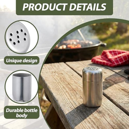 Domensi 4 Pcs Mini Salt and Pepper Shakers, Small Tiny Salt Spice Shakers, Individual Travel Size Seasoning Jars for Kitchen, Restaurant, Camping, BBQ, Picnic, Home(0.8oz Cylinder,Stainless Steel) - size: 0.8oz Cylinder