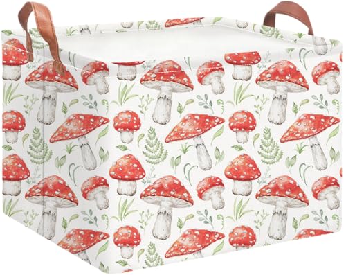 NTAOHAMPER Rectangular Storage Basket Empty,Storage Bin with Handles,Room Decor,Gift Basket,Book Box(Watercolor Mushroom) - color: Watercolor Mushroom