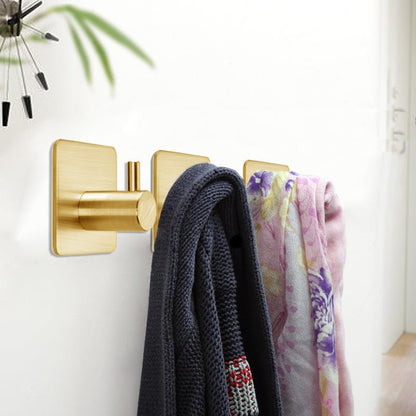 Fotosnow Gold Adhesive Hooks 15LB (Max), Non Tarnish Sticky Hooks for Hanging Towels, Coat, Backpack, Purse, Hat, Key, Self-Adhesive Towel Holder for Shower Closet Bathroom-4 Packs - color: Gold