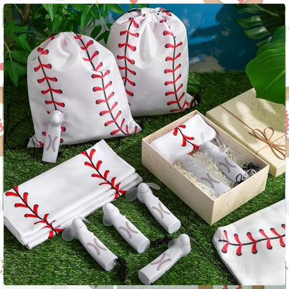 Woanger 24 Pcs Baseball Mini Handheld Fan Cooling Set 8 Small Personal Portable Fan 40''x 12'' 8 Baseball Cooling Towel 8 Drawstring Bags Summer Sport Party Favors Team Game Gift, Battery Not Include - color: White, style: Baseball
