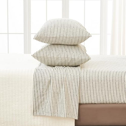 Great Bay Home Full Size Stripe Microfiber Sheet Set - 4-Piece Ultra-Soft Bedding Sheets & Pillowcases - Wrinkle Free, Comfortable, All-Season Bed Sheets (Dark Grey) - color: 02 Stripe - Dark Grey, size: Full