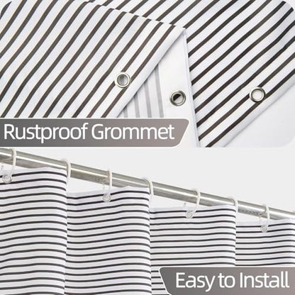 Boho Shower Curtain for Bathroom 54x72 inches Light Grey White Lines Waterproof Shower Curtain Set with Hooks Bohemian Stripe Fabric Stall RV Shower Curtains - color: Grey, size: 54"W x 72"L (Pack of 1)